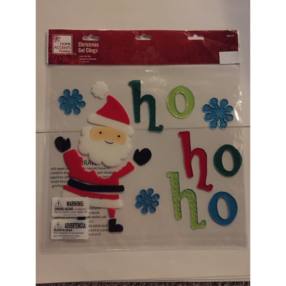 NEW CHRISTMAS Santa HO HO HO Snowflakes window sticker Gel Clings 24 pcs LARGE!